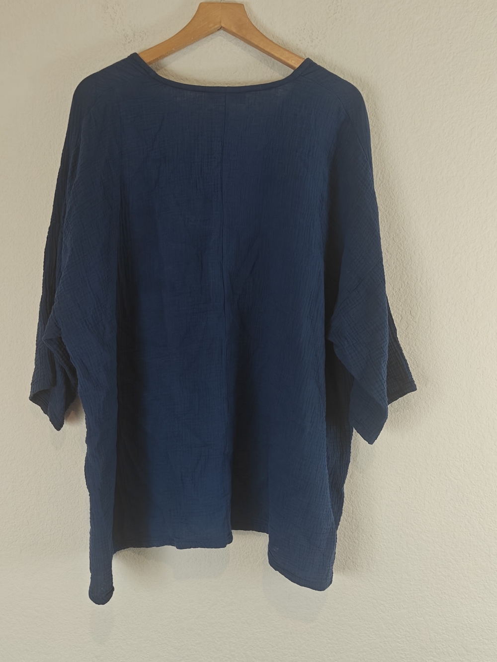 Bryn Walker Bax Cotton Gauze Sharkbite Tunic Top Blue Oversized V-Neck XS - Picture 9 of 11